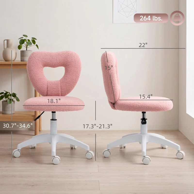 Armless Computer Desk Chair | Pink