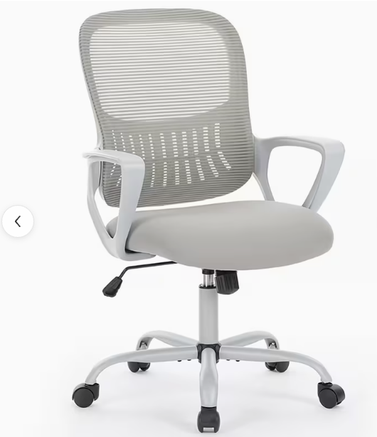 Erognomic Desk Chair with Lumbar Support | Fixed Arms| Gray
