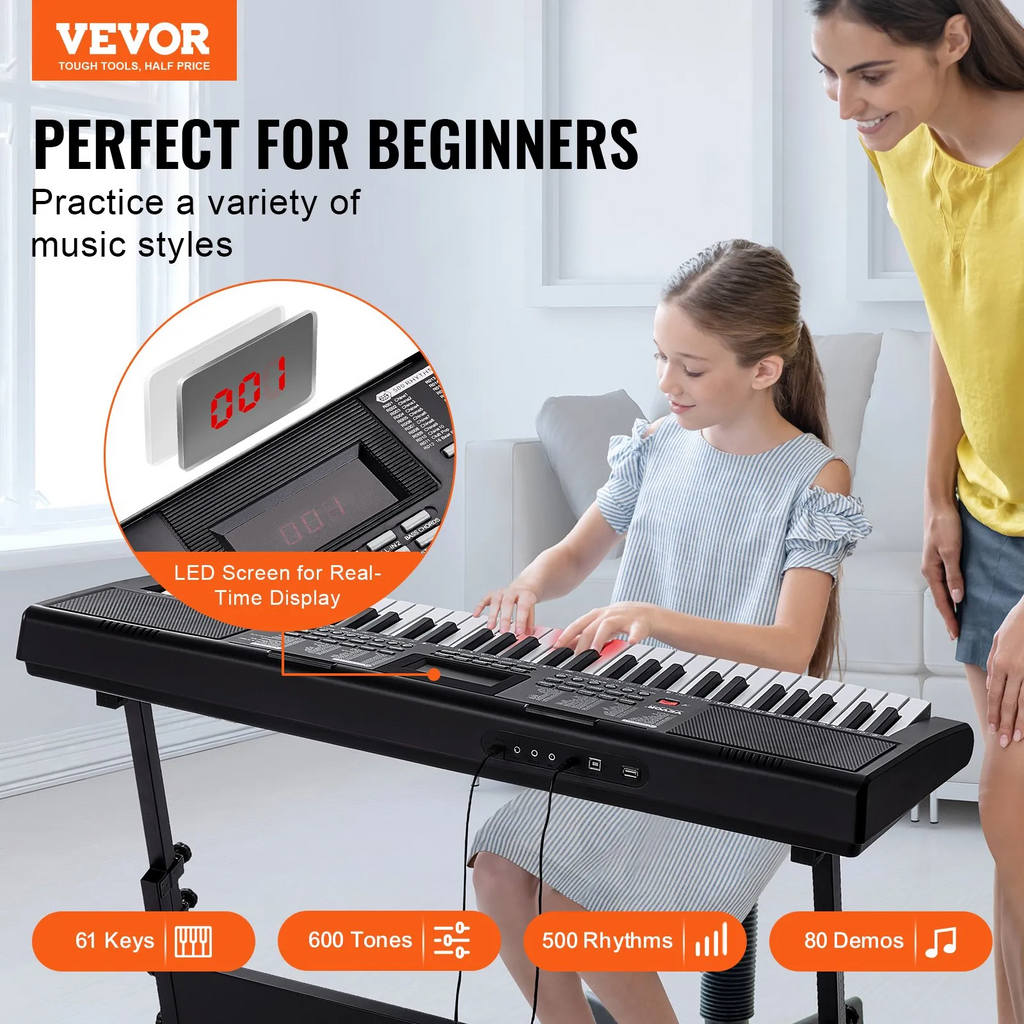 61 Key DIgital Keyboard Piano WIth Lighted Keys For Students