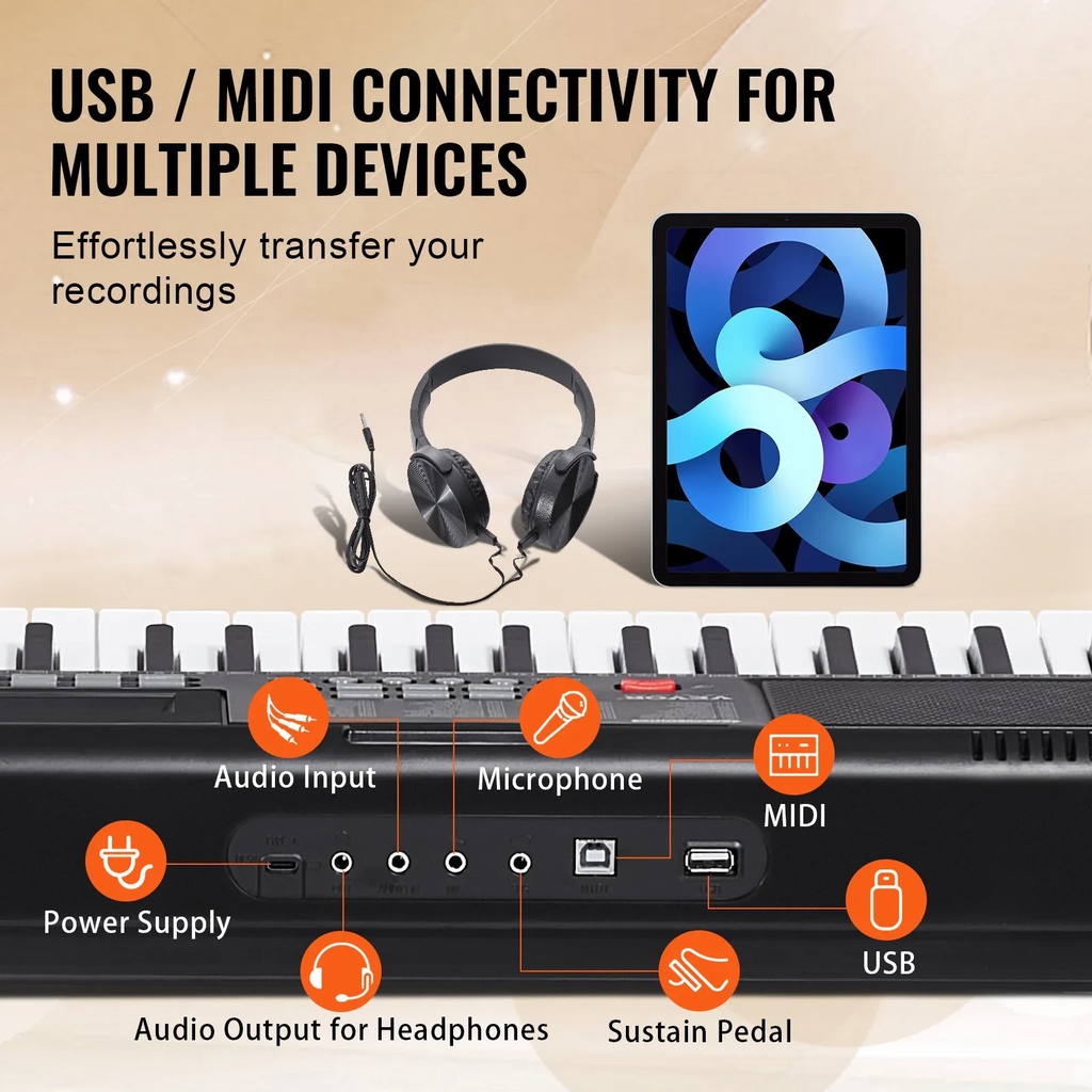 61 Key DIgital Keyboard Piano WIth Lighted Keys For Students