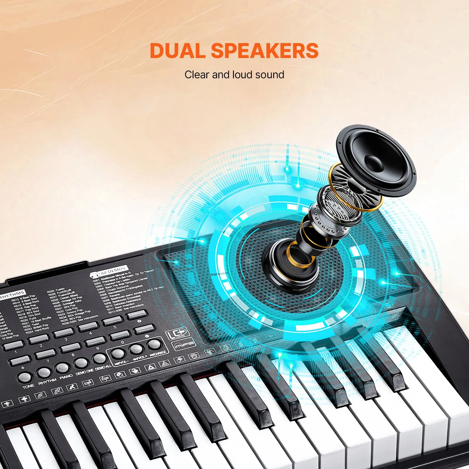 61 Key DIgital Keyboard Piano WIth Lighted Keys For Students