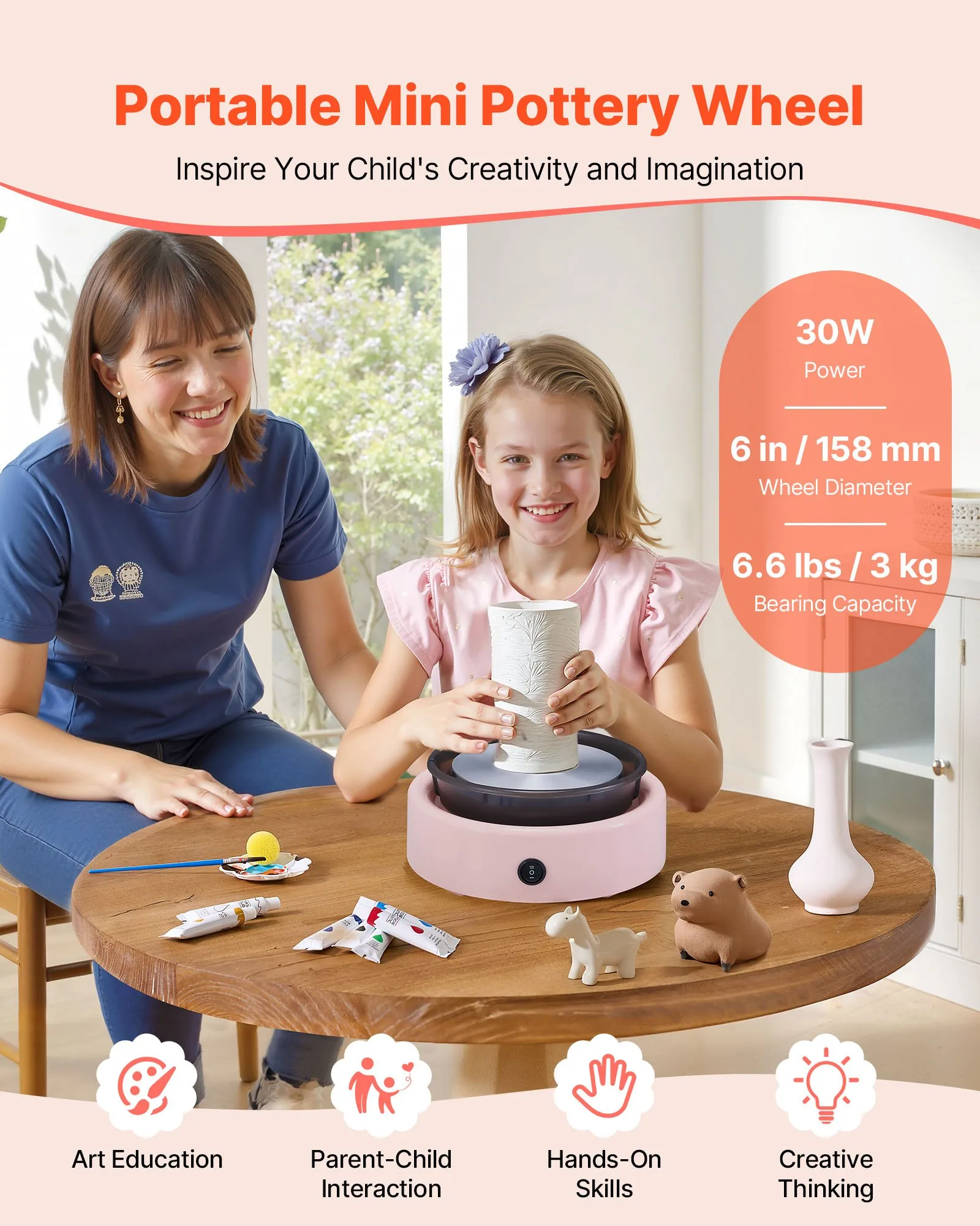 Mini Pottery Wheel for Kids | Pink