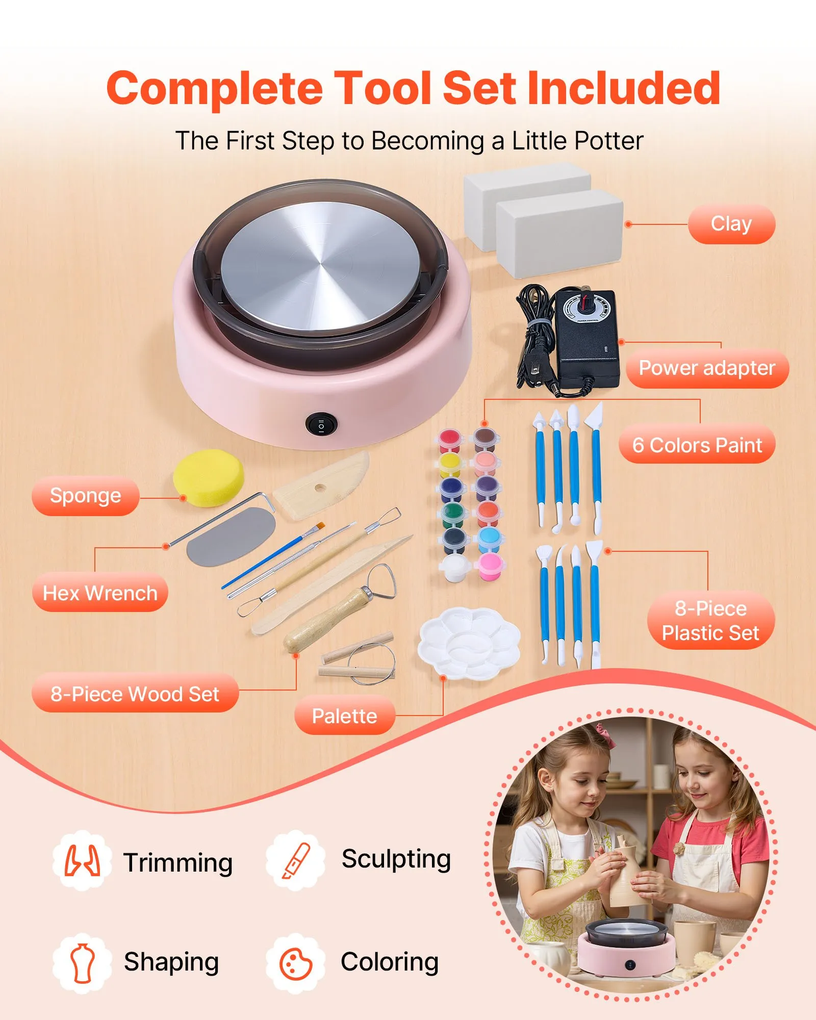 Mini Pottery Wheel for Kids | Pink