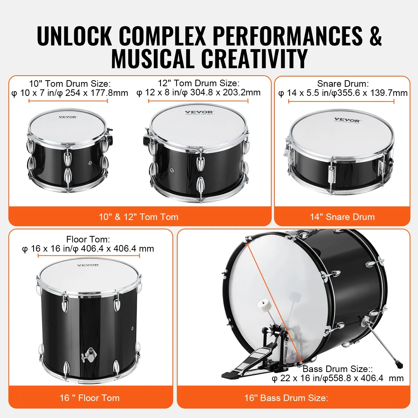 Drum Set, 5-Piece, 22 inches