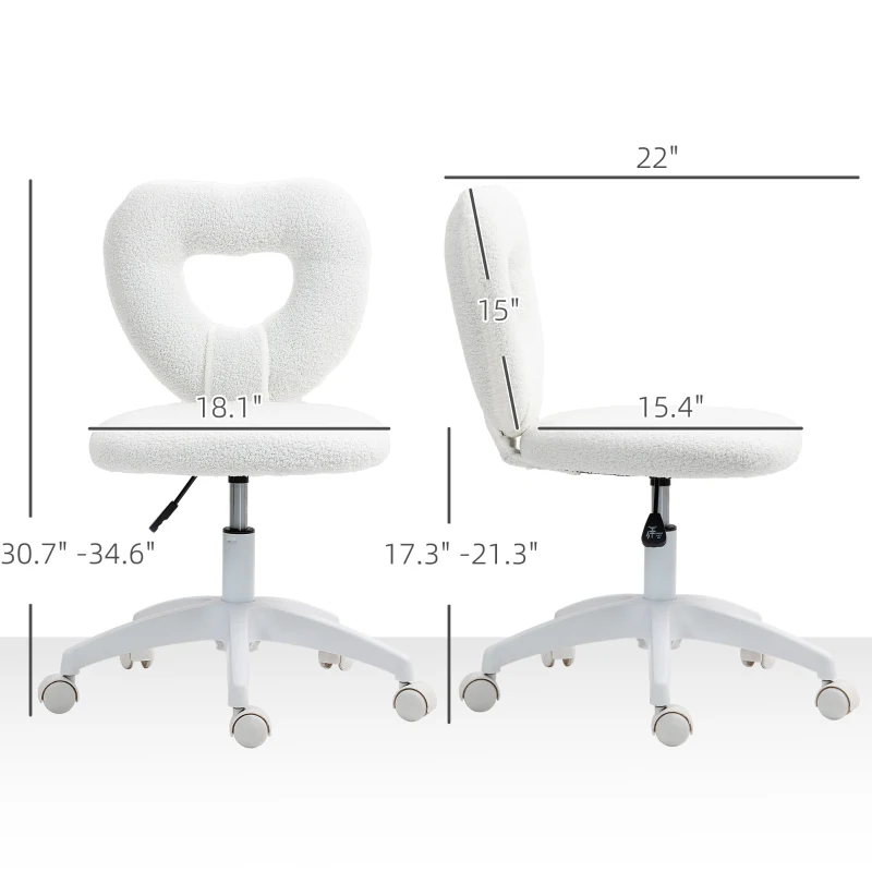 Armless Computer Desk Chair | White